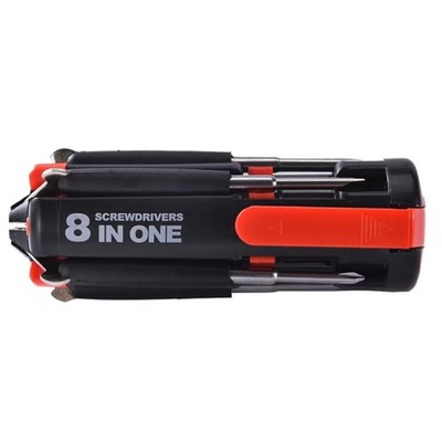 8-in-1 Multi-Function Screwdriver Set with 6 LED Flashlights, Assorted Bits