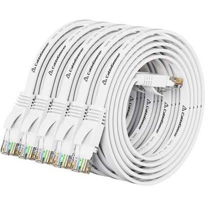 5 PCS Cat 6 Ethernet Flat Internet Network Patch Snagless White Cable 3 FT