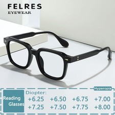 Unisex Square SImple Reading Glasses Highly Strength Readers 6.25 6.5 To 8.0