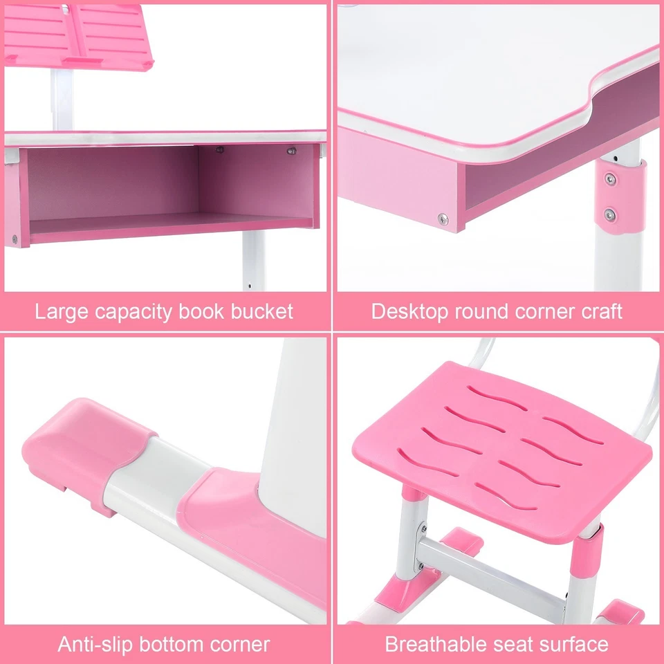 Kids Desk Chair Set,Height Adjustable Functional Study Desk Kids Pull Out Drawer - Image 4 of 4