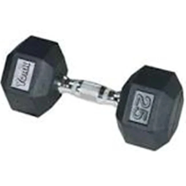 York Barbell Rubber Hex Dumbbell with Chrome Ergo Handle - 17.5 lbs