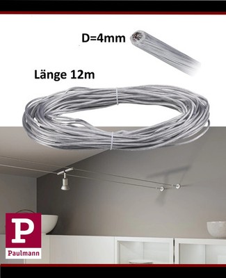 Paulmann CorDuo Spannseil Einzel 12m D=4mm Chrom matt transparent isoliert