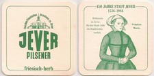 Jever Friesisches Brauhaus - alter Bierdeckel "450 Jahre - Fräulein Maria"