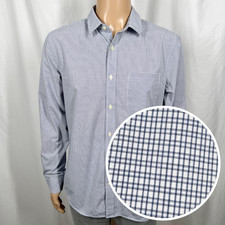 Banana Republic Men's Large Blue Grid Check Slim Fit Long Sleeve Button-Up Shirt