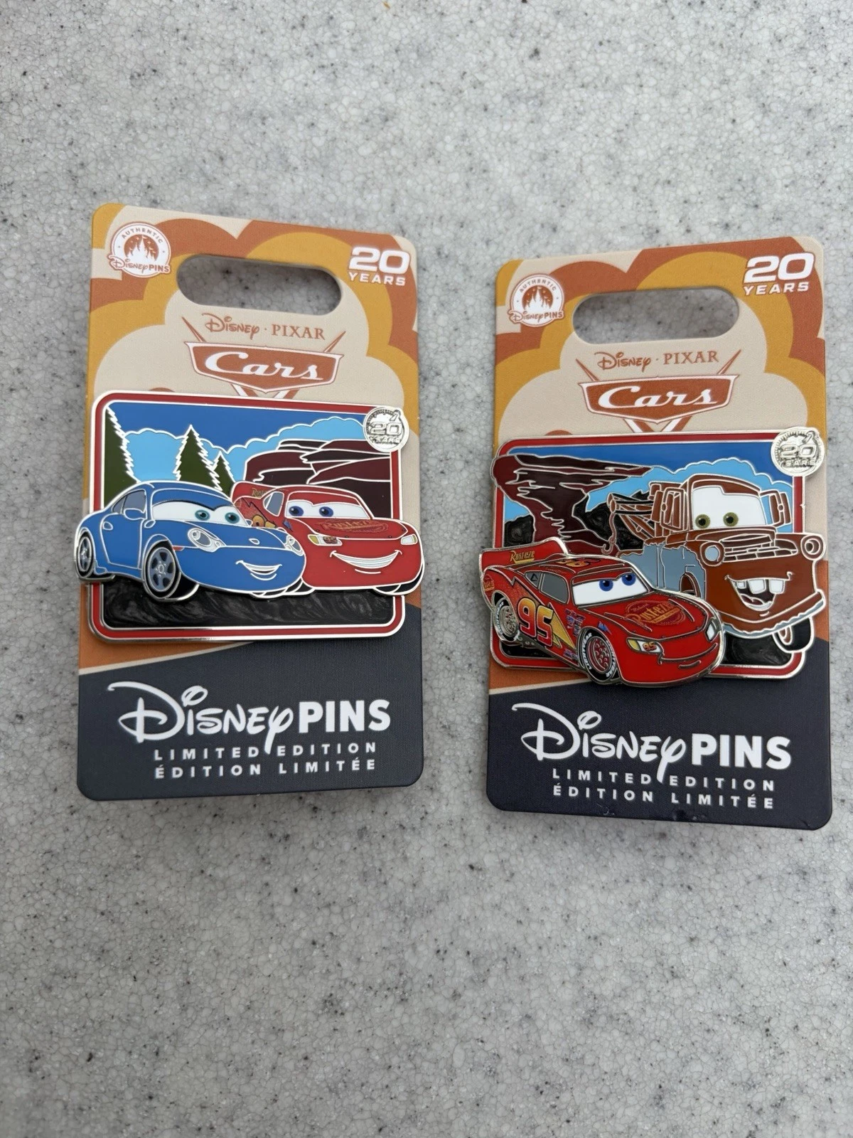 New ListingCars 20th Lightning McQueen and Mater Pixar Disney Pin