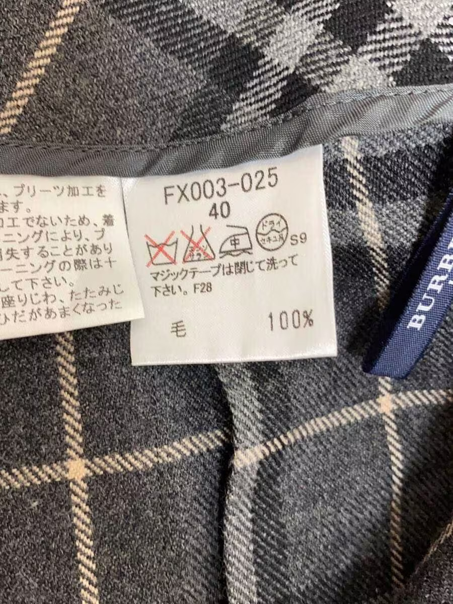 BURBERRY LONDON Long Skirt, Size 40, Wool, Gray Check, fx003-025 thumbnail 6