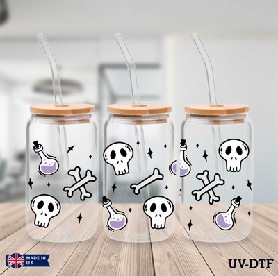 Spooky UV DTF Aufkleber - 16oz Libbey Dose Glasfolie yd456