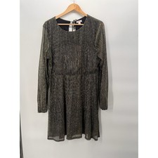 Target Xhilleration Gold Metallic Party Dress M Ripple Whimsygoth Witch Peasant