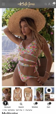 Luli Fama Limoncello Floral One Piece Swimsuit XL D Cup Adjustable Bow