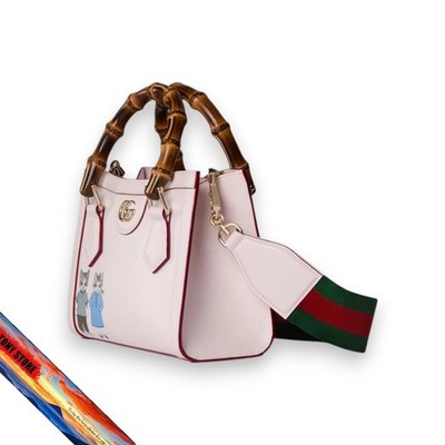 ゆな GUCCI バック グッチ ダイアナ〕クリスタル スモール トートバッグ ・キャメル