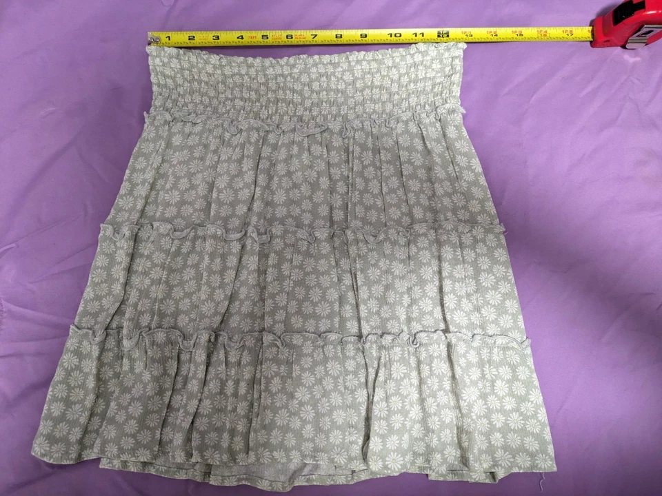 Minifalda Hippie Rosa Gris Blanco Con Volantes Estampado Floral Talla S Foto 3 de 4