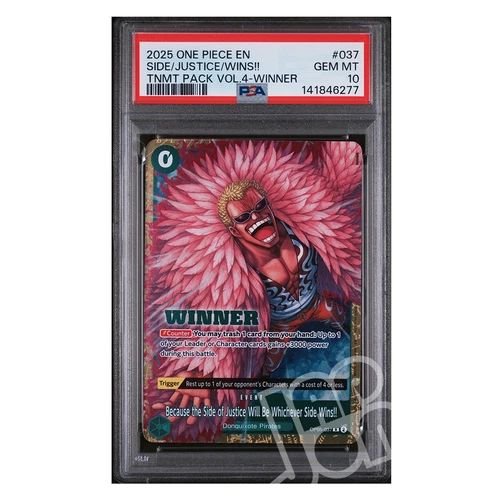 One Piece Card Side/Justice/Wins!! OP05-037 Tnmt Pack Vol.4 Winner - PSA 10