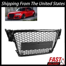 Front Bumper Grille W/ License Frame FOR AUDI A4 B8 2008-12 Honeycomb Radiator