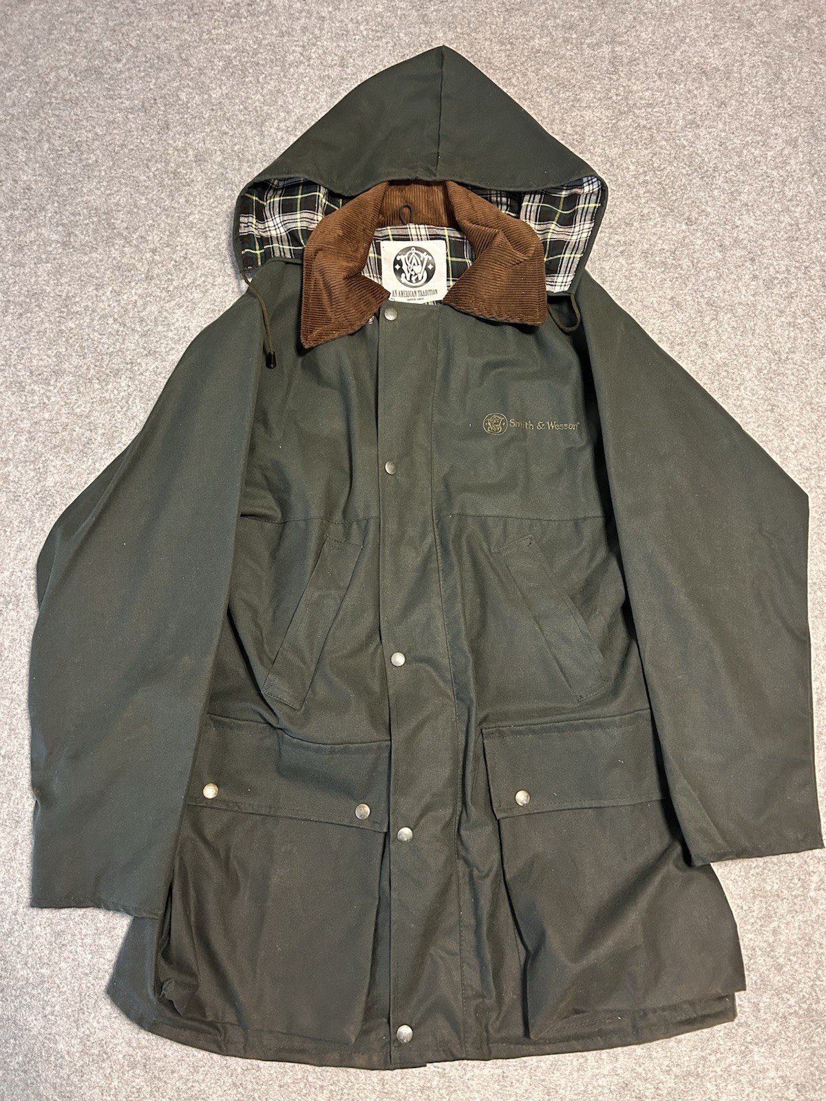 Smith & Wesson Jacket Men’s Size M Green Waxed Barn Field Coat 90s