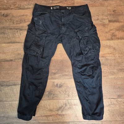 G-Star Raw Cargo Pants Men 36x30 Black Regular Tapered Cuffed D24735-9288-C742