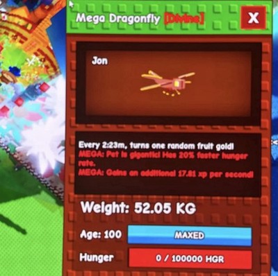 mega dragonfly divine gigantic pet