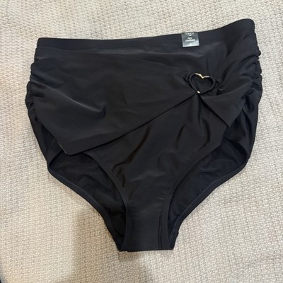 Torrid Black Ruched Swim Bikini Bottom with Heart Detail 0 10 12 NWT