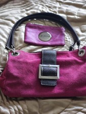 Hot Pink Suede Handbag And Hot Pink Leather Mimco Purse