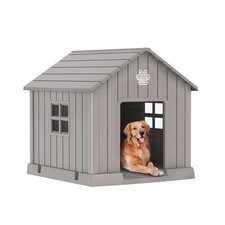 EasyUp Dog House Outdoor Indoor, Dog House Weatherproof Resin Shelter with Ai...