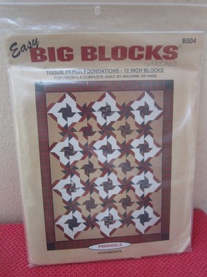 McCalls Easy Big 12'' Blocks Tissue Paper Foundation Quilt Pattern Pinwheels B504