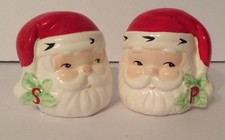 Christmas Santa Claus Head/ Faces Salt and Pepper Shakers