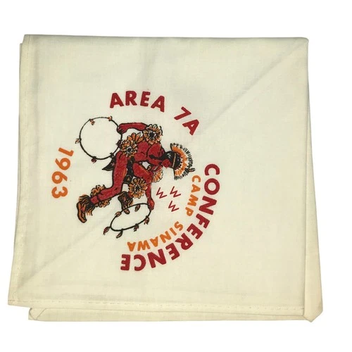 1963 Area 7A Conference Camp Sinawa Neckerchief WHT Bdr (LB3231)