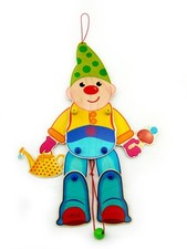Wooden Toy Jumping Jack Puppet Dwarf Bxlxh 250x25x390mm New Game Figure Hampel