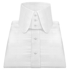 Mens 30s Vintage Theatre Costume Shirt High Penny Round Club Collar White Stripe