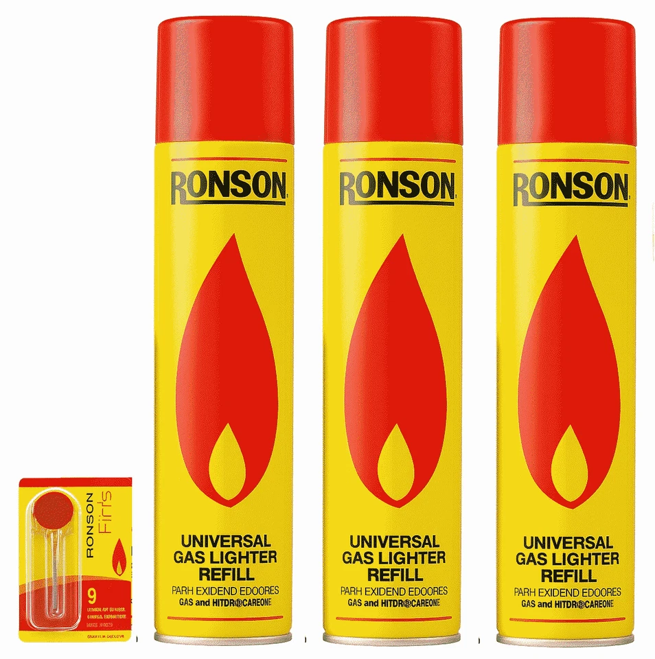 Ronson Butane Gas Refill 300ml – Genuine Lighter Fuel, Universal Valve & 9 Flint - Image 1 of 1