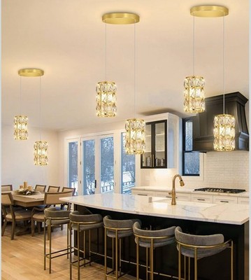 Cenozo Modern Crystal Pendant 2-Light LED Dimmable Glam Pendant Light Gold 1147T
