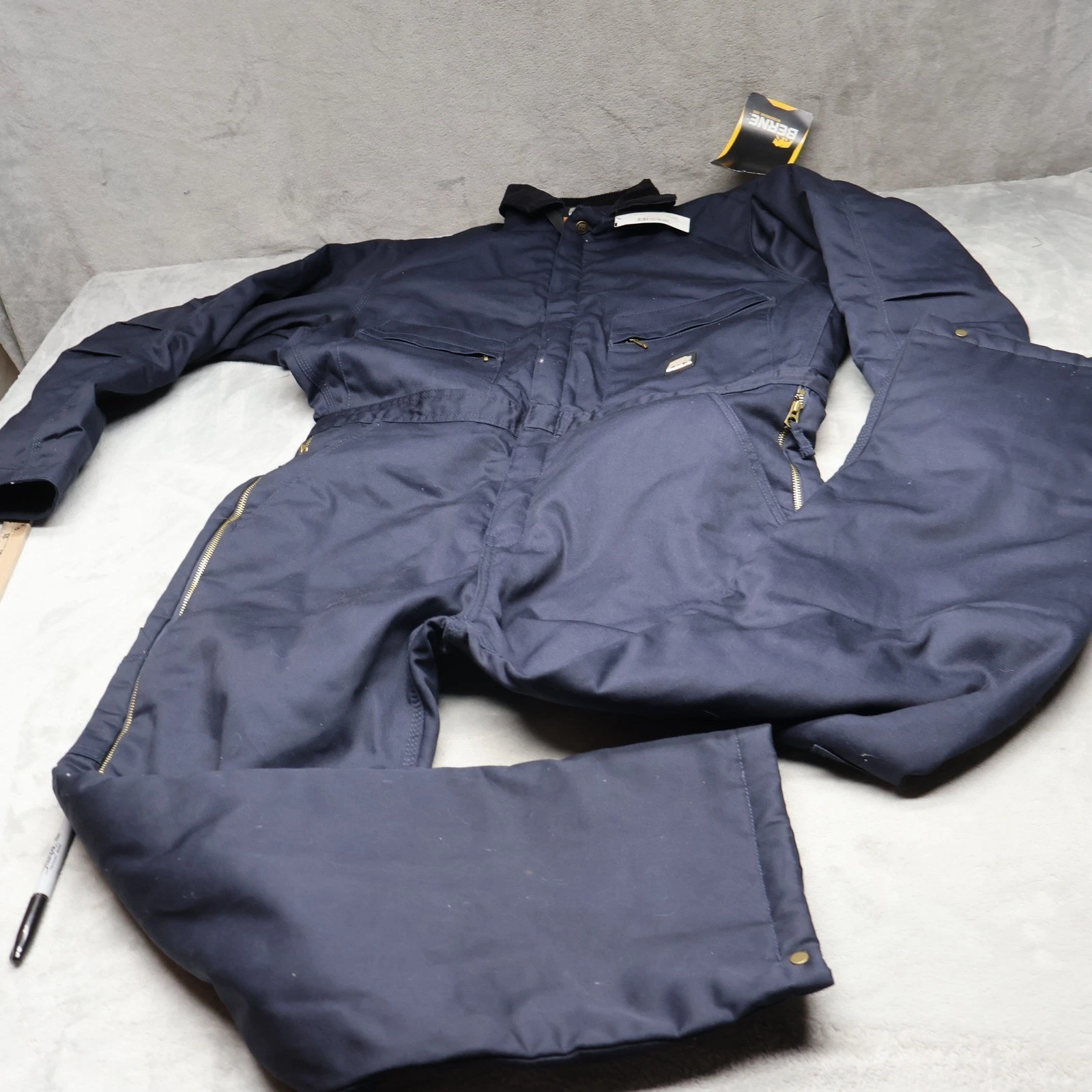 Berne Coverall Mens Medium Blue Heritage Twill Insulated Workwear 42x32 NWD