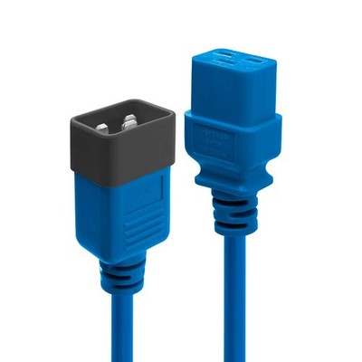 LINDY 2m IEC C19 to C20 Extension Cable, Blue Blue 2m Single
