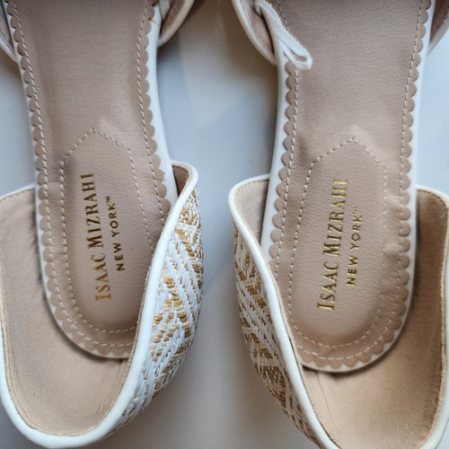 Isaac Mizrahi Nueva York Blanco y Dorado Tejido Texturizado D’orsay Pisos Talla 9.5 Primavera - Imagen 4 de 12