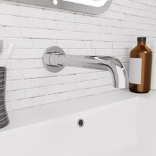 Nes Home Chrome Round Wall Mounted Basin Tap with Adjustable Faceplate Depth