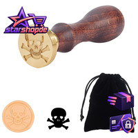 Wachssiegel Stempel Vintage Retro Skull Crossbones Mit Holzgriff Abnehmbar