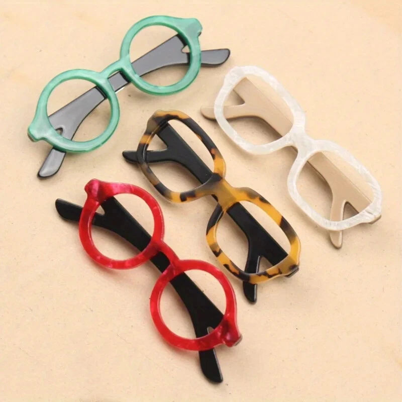 Acrylic Vintage Square Frame Glasses Brooch Fashion Simple and Generous Corsage