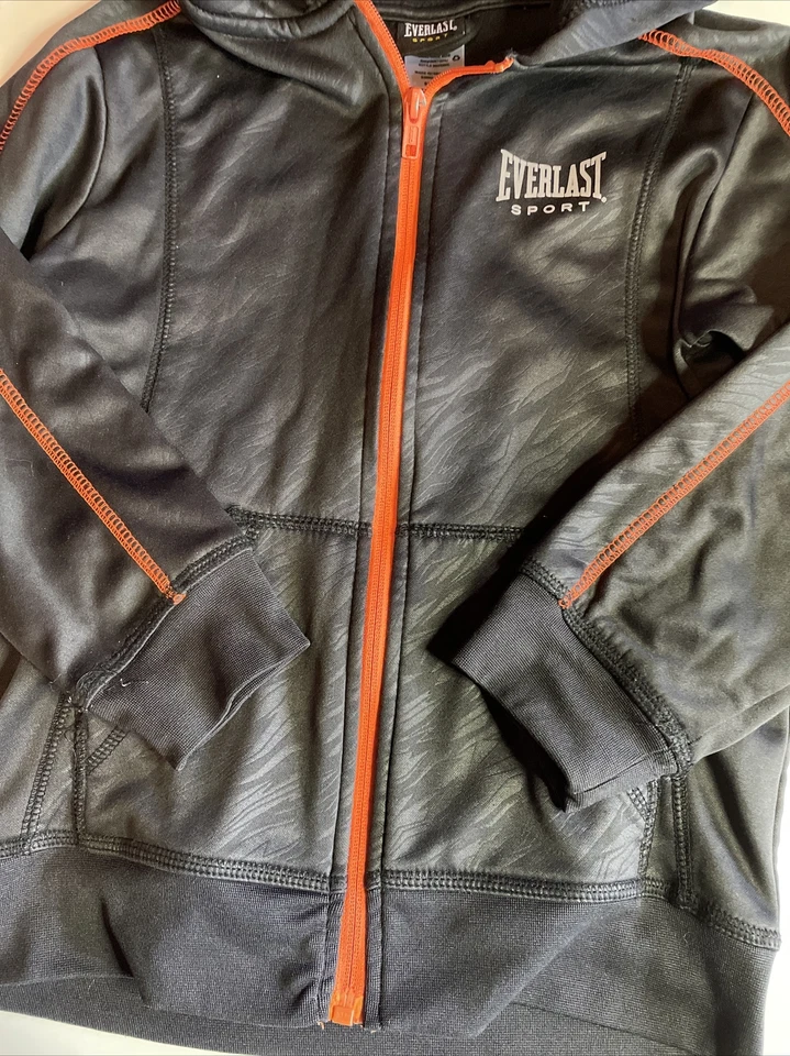 Everlast Sport Talla Pequeña 6/7 Juvenil Negro con Naranja Cremallera Nylon Sudadera con Capucha Foto 2 de 4