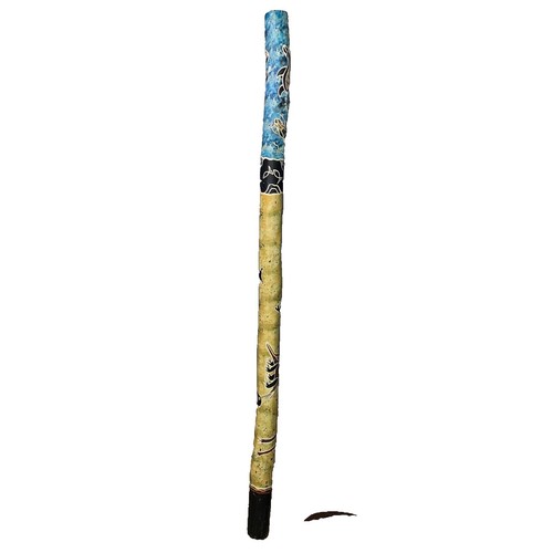 Aboriginal Eucalyptus Wood Didgeridoo Signed Brisbane Australia Neo-Pointallism