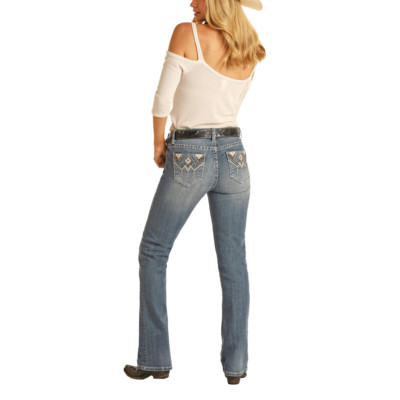 Rock & Roll Denim  Ladies Metallic Aztec Bootcut Jeans RRWD4MRZTA