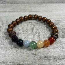 Chakra Copper Bracelet 8mm Natural Stone Beads Energy Balance Jewelry Unisex