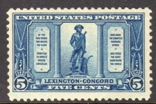 United States Scott # 619 VF Unused 1925 5 Cent Lexington-Concord