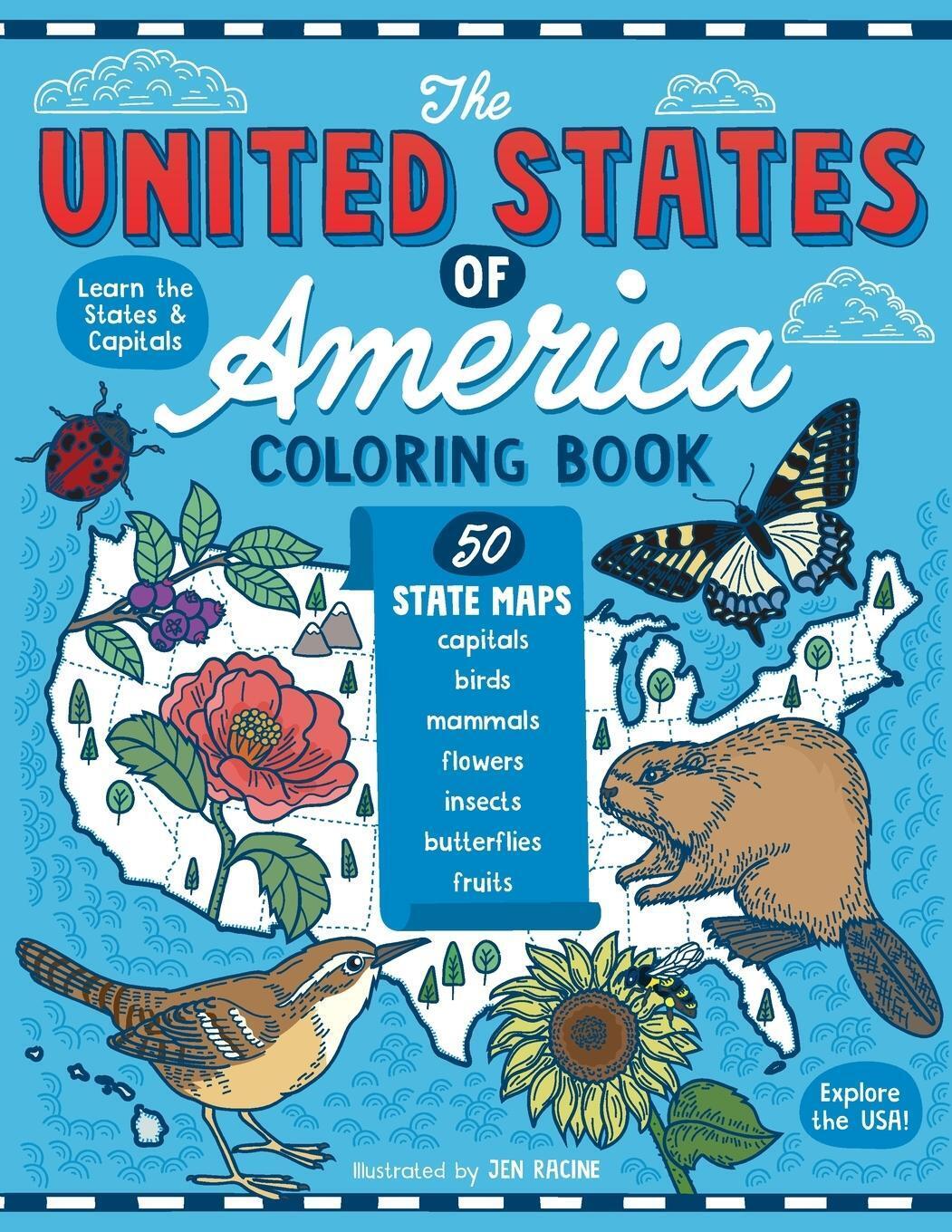 Thumbnail - The United States Of America Coloring Book Jen Racine Taschenbuch