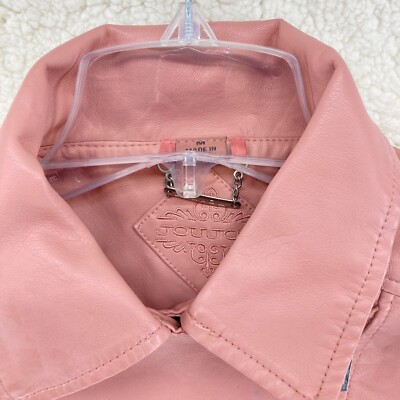 ジャケット・アウター juju JuJu Womens Juniors Sz M Baby Pink Faux Leather Biker Style