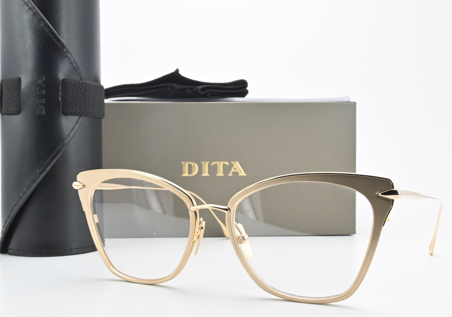 DITA Brille Arise DRX-3041-C-GLD-54 Seidenmatt Gold Cat Eye Luxus Japan Titan L