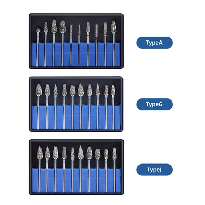 Dental Lab Carbide Burs Drill Polish Finish Stone Cutter Kit HP 2.35mm 10Pcs/Box