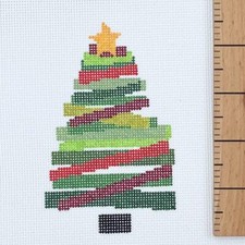 Cabell Hand painted needlepoint canvas Christmas tree ornament modern geometric