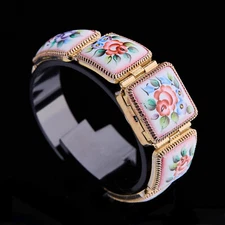 USSR Watch Ladies CHAIKA with floral enamel bracelet. Women's Soviet Watch.