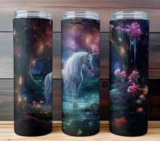Unicorn Magical Enchanted Forest  20oz Skinny Tumbler Travel Mug Cup
