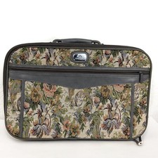 Vintage Jordache floral tapestry carry on suitcase travel bag luggage