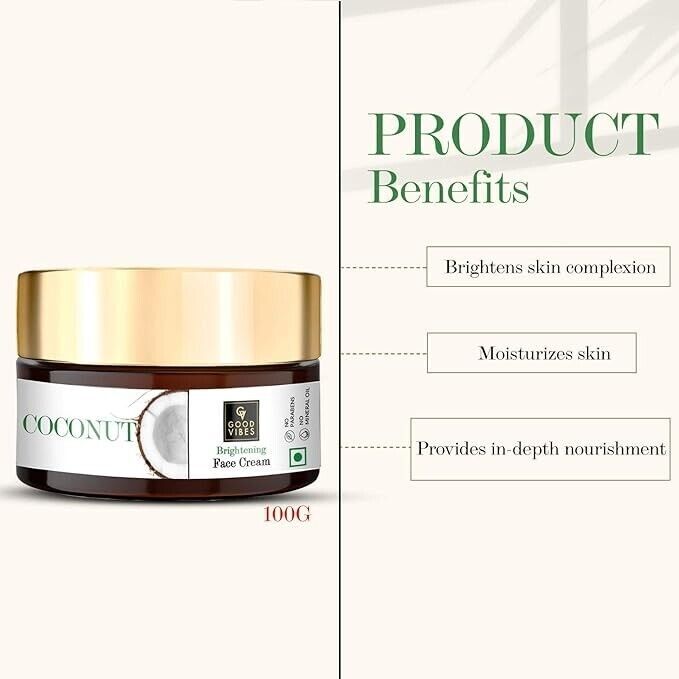 Good Vibes Coconut Brightening Face Cream Non Greasy Light Weight 100gm